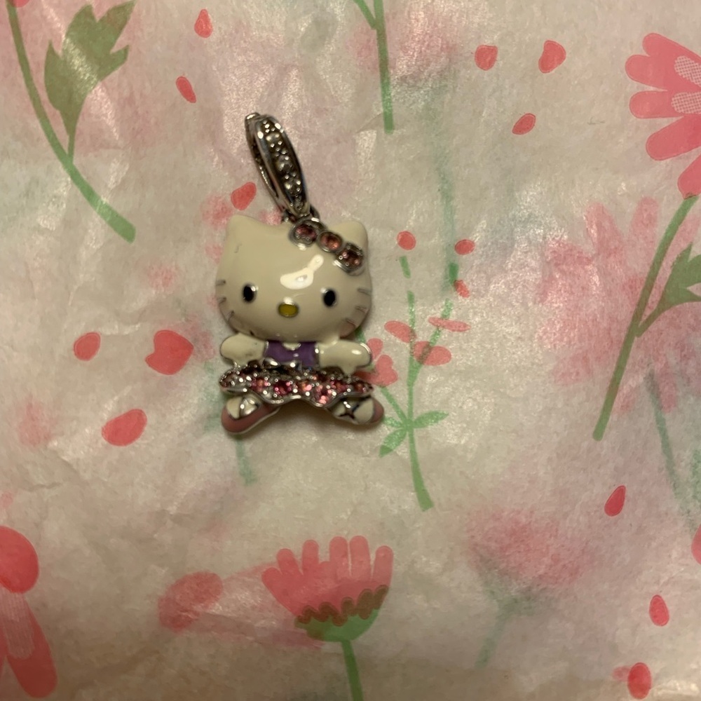 Stamped Hello Kitty 925 Pendant with Pink Sapphires